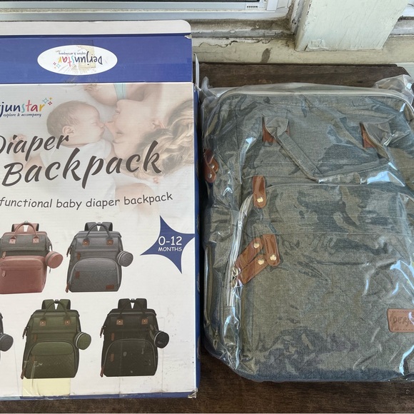 Portable Diaper Bag Backpack Multi-functional Still Sealed In Bag Unopened Grey - Picture 3 of 10